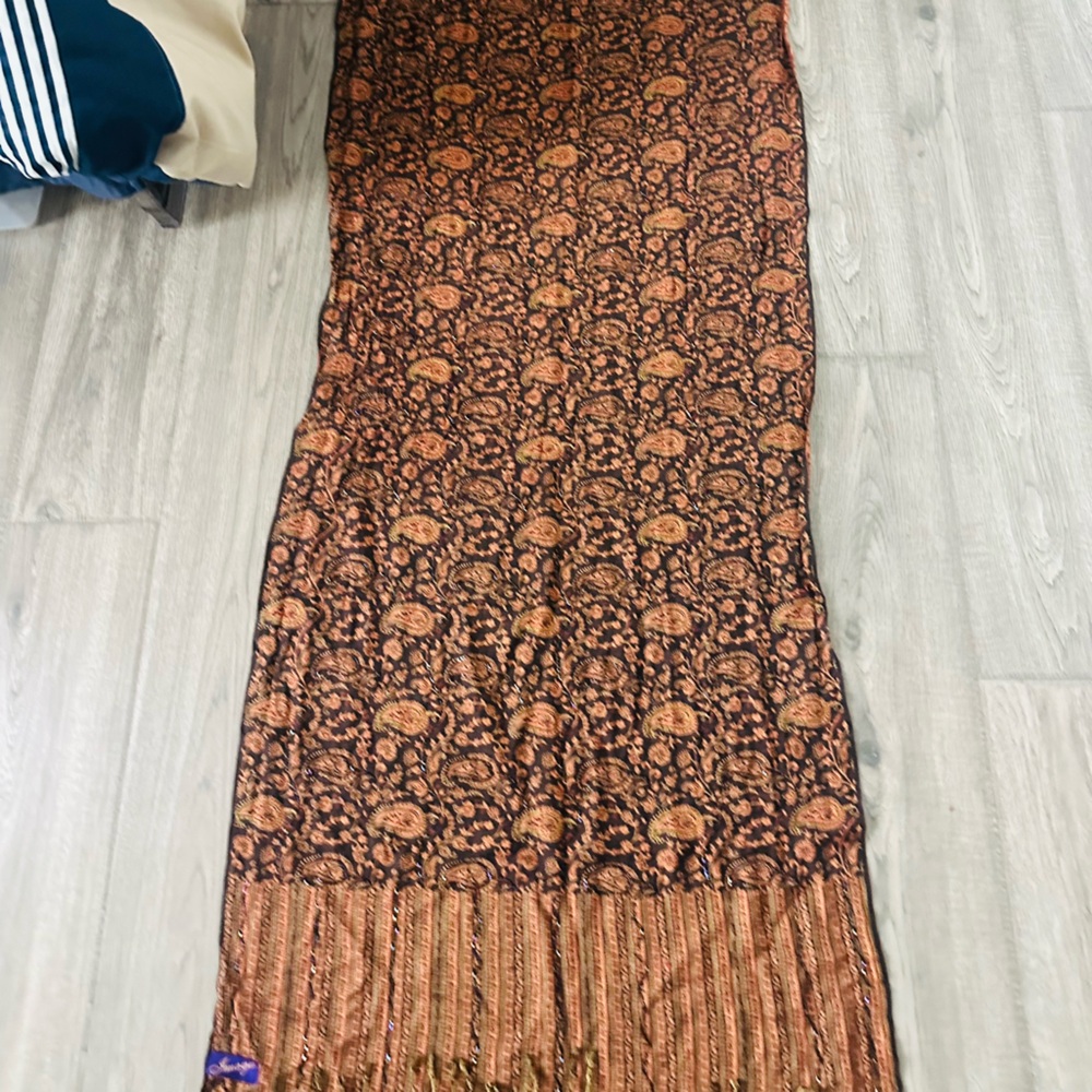 Brown and Orange Patterned Pashmina